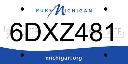 6DXZ481 Michigan License Plate