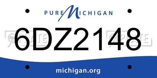 6DZ2148 Michigan License Plate