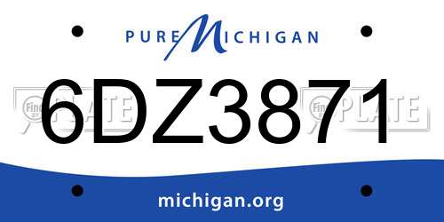 6DZ3871 Michigan License Plate