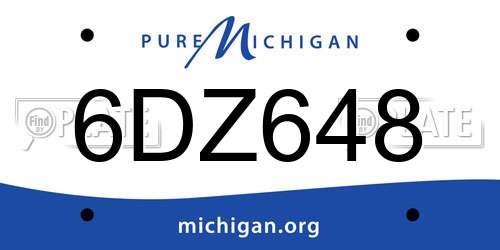 6DZ648 Michigan License Plate