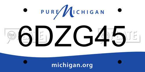 6DZG45 Michigan License Plate