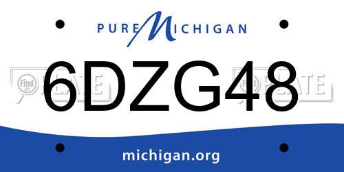 6DZG48 Michigan License Plate