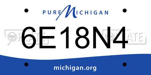 6E18N4 Michigan License Plate