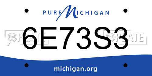 6E73S3 Michigan License Plate