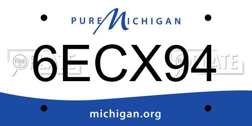 6ECX94 Michigan License Plate