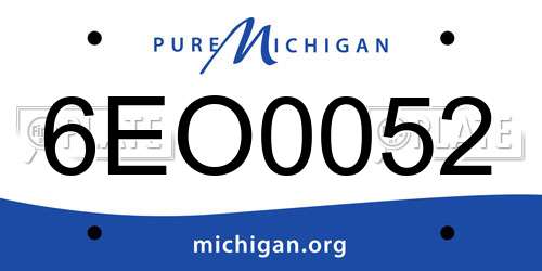 6EO0052 Michigan License Plate