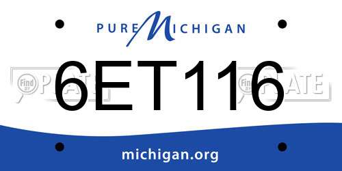 6ET116 Michigan License Plate