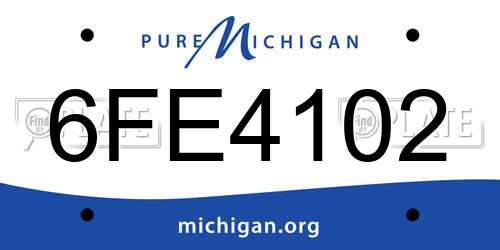 6FE4102 Michigan License Plate