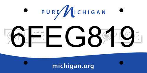 6FEG819 Michigan License Plate