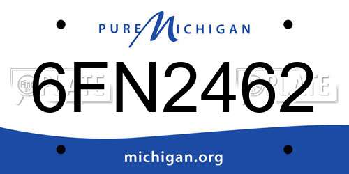 6FN2462 Michigan License Plate