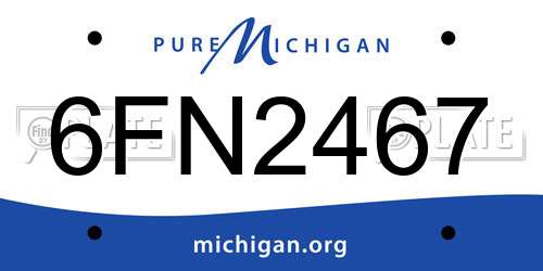 6FN2467 Michigan License Plate