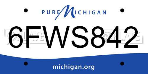 6FWS842 Michigan License Plate