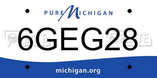 6GEG28 Michigan License Plate