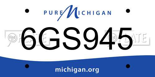 6GS945 Michigan License Plate