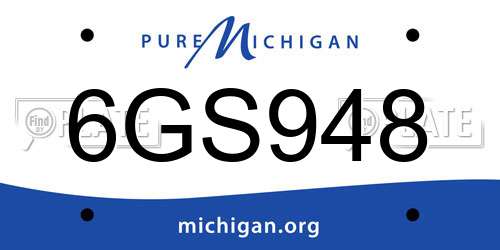 6GS948 Michigan License Plate