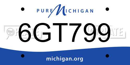 6GT799 Michigan License Plate
