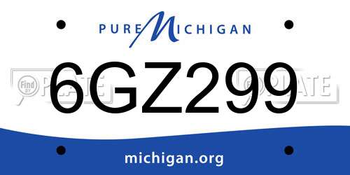 6GZ299 Michigan License Plate