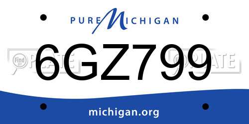 6GZ799 Michigan License Plate