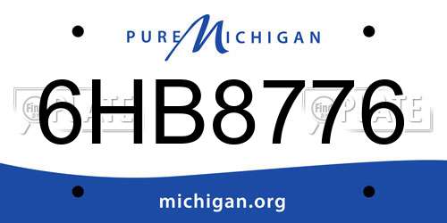6HB8776 Michigan License Plate