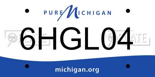 6HGL04 Michigan License Plate