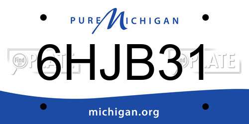 6HJB31 Michigan License Plate