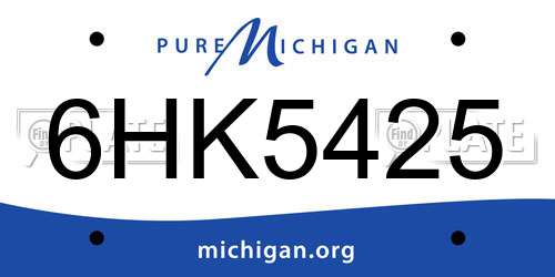 6HK5425 Michigan License Plate