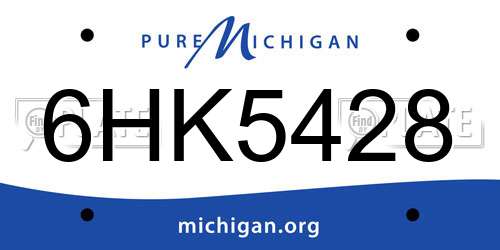 6HK5428 Michigan License Plate