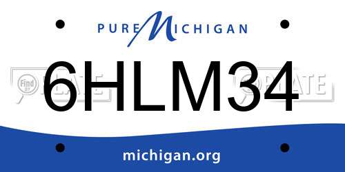 6HLM34 Michigan License Plate