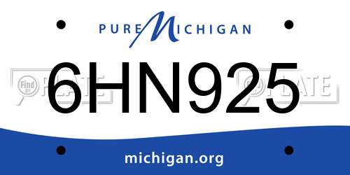 6HN925 Michigan License Plate