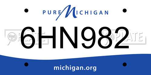 6HN982 Michigan License Plate