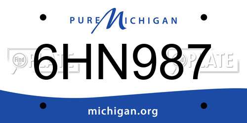 6HN987 Michigan License Plate