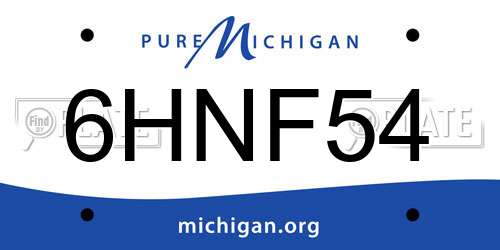6HNF54 Michigan License Plate