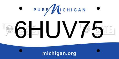 6HUV75 Michigan License Plate