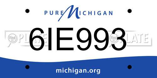 6IE993 Michigan License Plate