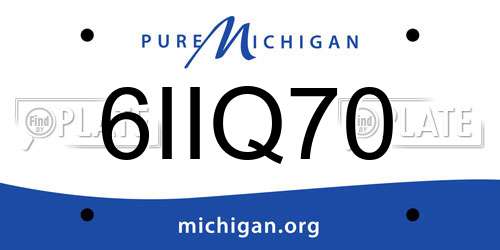6IIQ70 Michigan License Plate