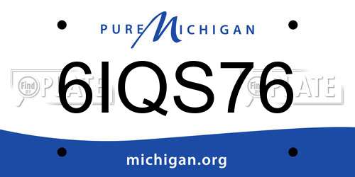 6IQS76 Michigan License Plate