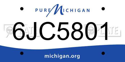 6JC5801 Michigan License Plate
