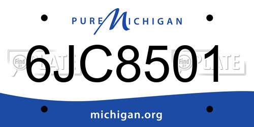 6JC8501 Michigan License Plate
