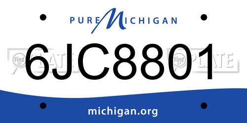 6JC8801 Michigan License Plate