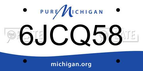 6JCQ58 Michigan License Plate
