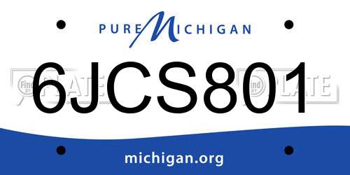 6JCS801 Michigan License Plate