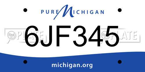 6JF345 Michigan License Plate