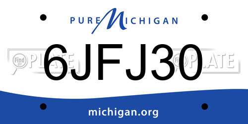 6JFJ30 Michigan License Plate