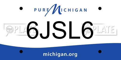 6JSL6 Michigan License Plate