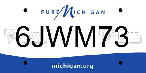 6JWM73 Michigan License Plate