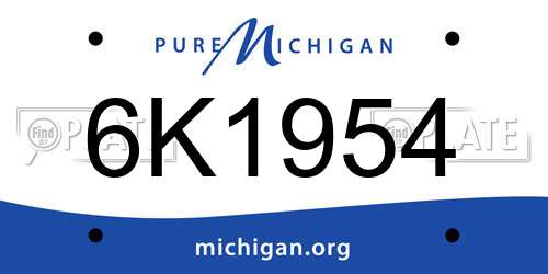6K1954 Michigan License Plate
