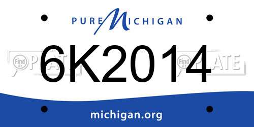 6K2014 Michigan License Plate