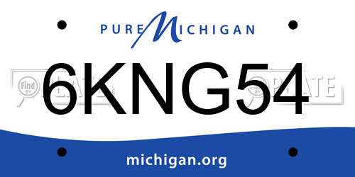 6KNG54 Michigan License Plate