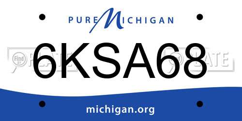 6KSA68 Michigan License Plate
