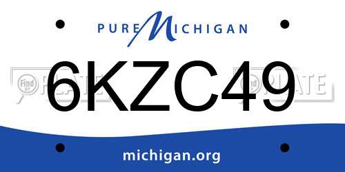 6KZC49 Michigan License Plate